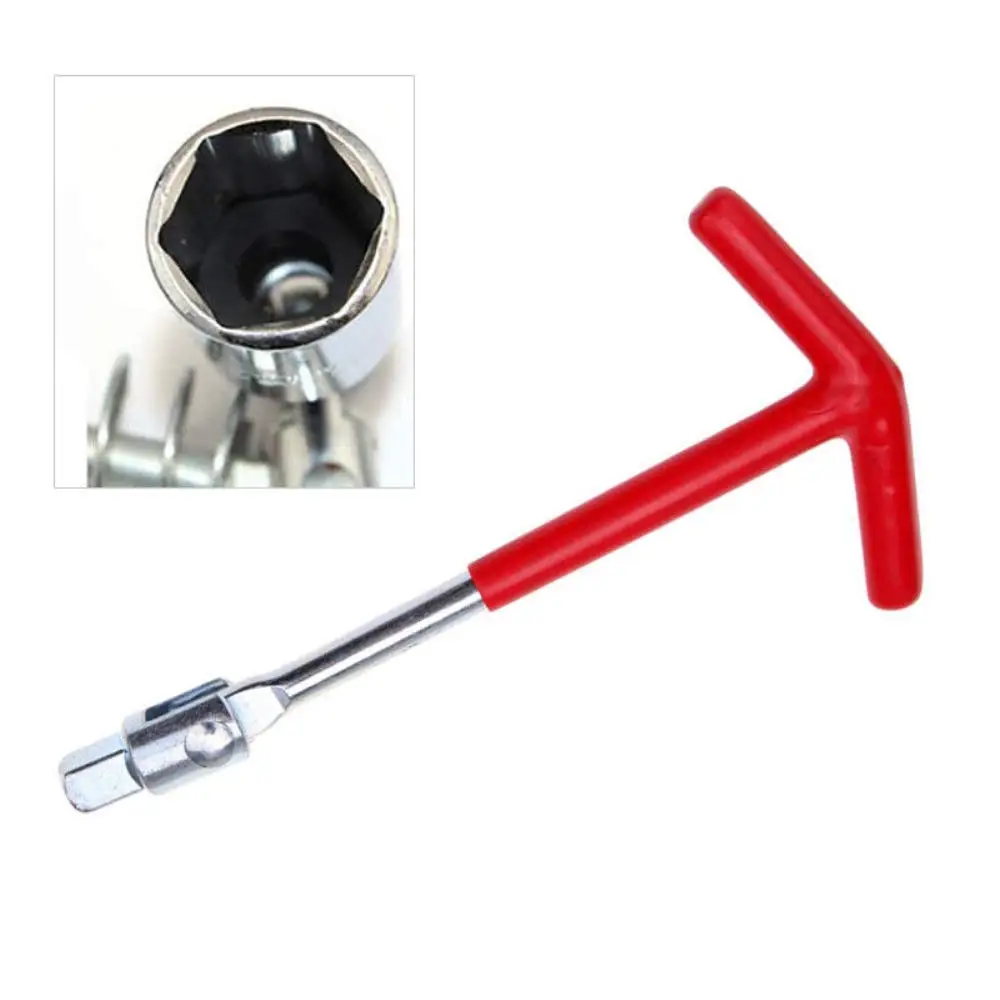 16mm Auto Car T-Handle Joint Spark Plug Socket Wrench 16mm Remover Installer Tool Red+Silver