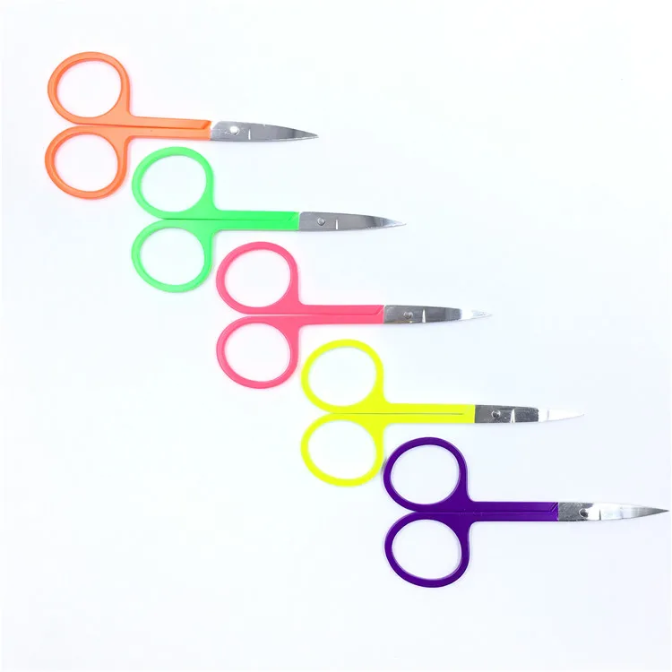 Wholesale beauty tools portable stainless steel curve profesional eyebrow scissors