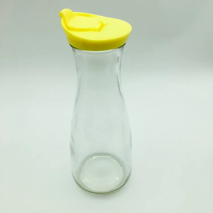 1 L 1000ml  Bpa Free Fruit Juice Preserving Wide Mouth Glass Bottles Plastic Screw Lids