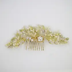 Bridal handmade hair accessories pearl crystal bridal hair headdress wedding bride hair vine gold combs for women