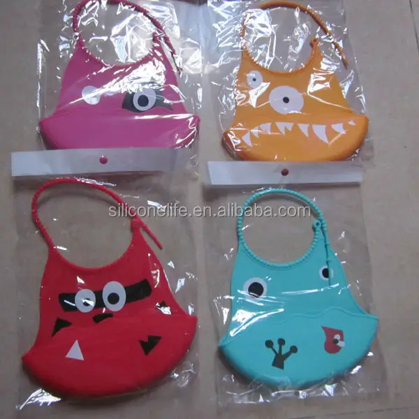 New cute cartoon Non-toxic soft waterproof washable baby silicone bibs