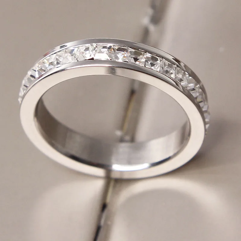 
Однорядные полный модный титаниевое стальное кольцо из белого золота 14 к розовое золото для Дня Святого Валентина 