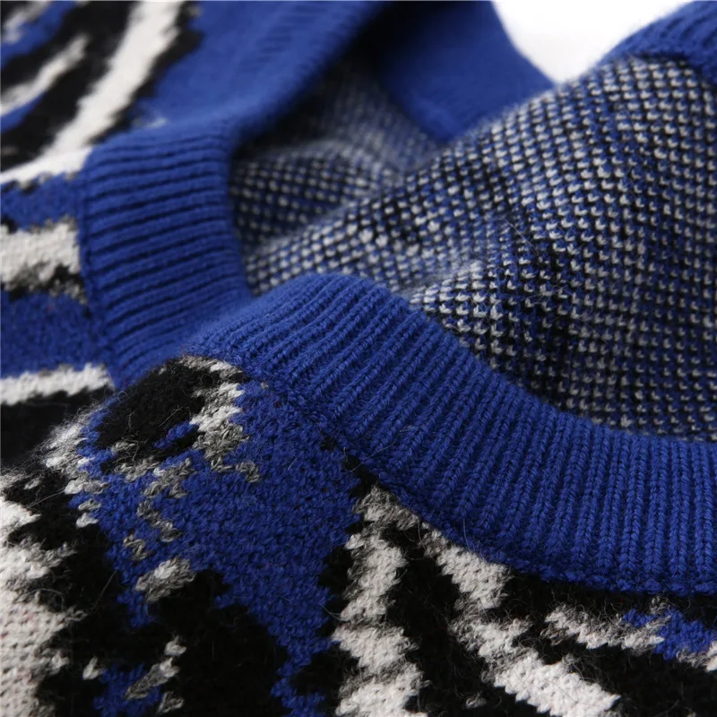 Осенне-зимняя трикотажная одежда, Мужской Жаккардовый хлопковый пуловер, вязаный свитер, мужской свитер со звездами на заказ