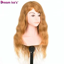22inch 100%human hair mannequin hairdresser head for barber