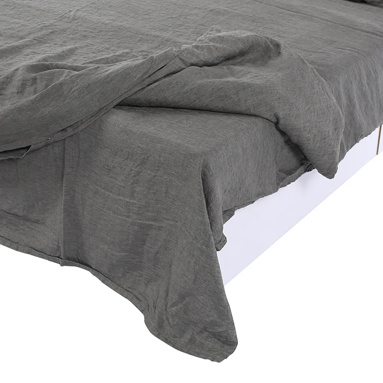 Customized Vintage washed French linen bed sheet set 100% stone washed french linen / flax duvet cover