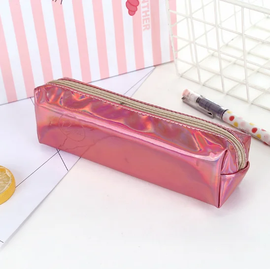 2018 Amazon hot sale holographic laser PU pencil case for children,wholesale magic simple laser pencil pouch bag for girl