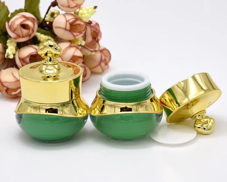 5g 10g 15g acrylic plastic crown shape cosmetic eye cream jar with gold crown lid inner seal