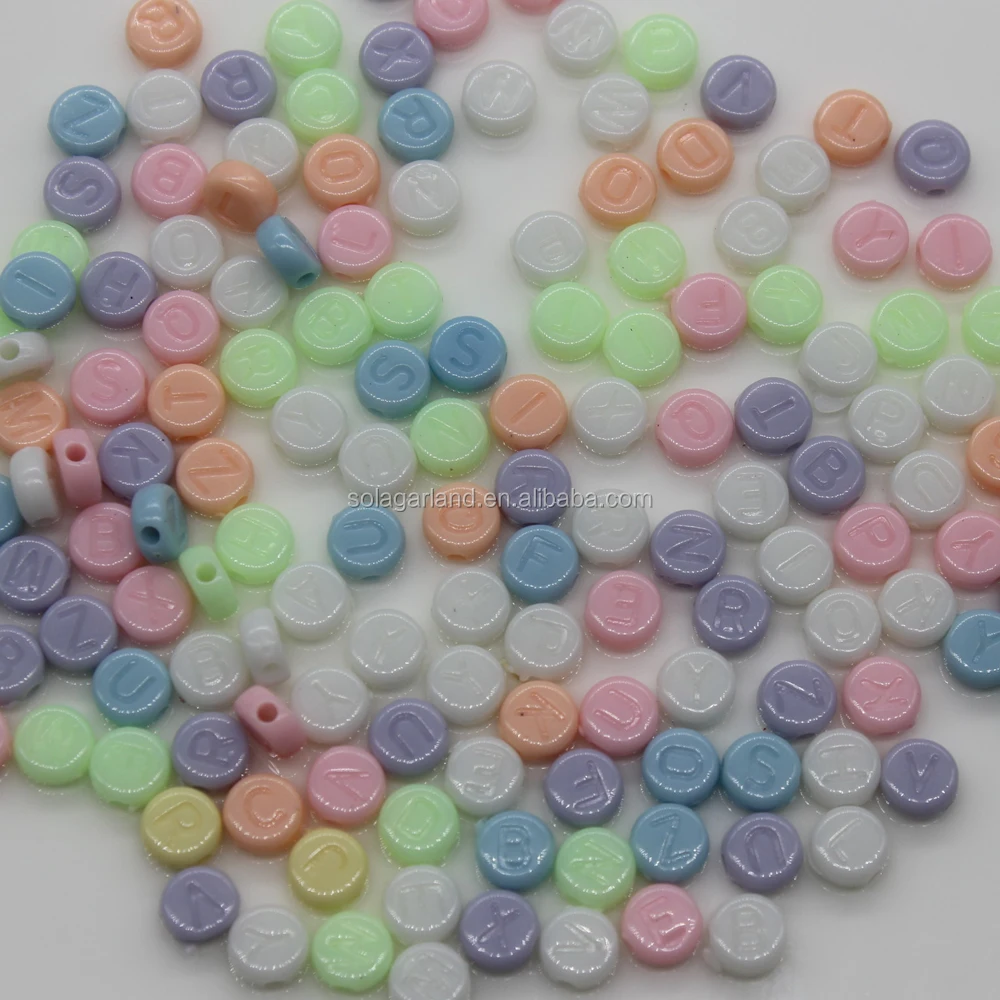 2018 дешевые 3*7 мм акриловые пастельные плоские круглые буквы алфавита бусины для изготовления ювелирных изделий браслетов