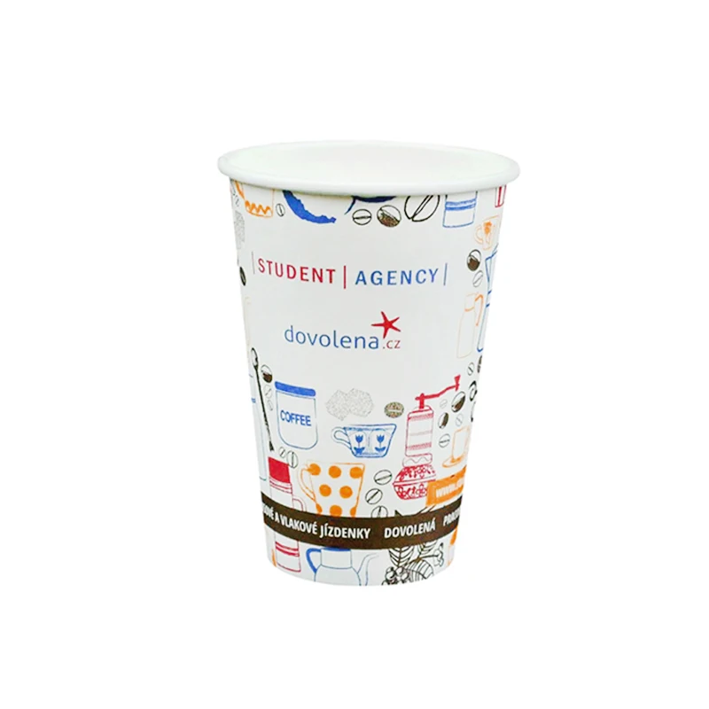 Double wall 12 oz hot disposable paper coffee cup with lid