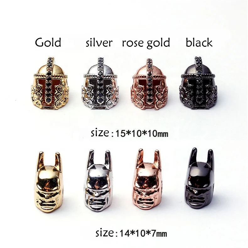 VEROMCA Micro Pave Diamond Crown Skull Head Leopard Helmet Beads Accessories