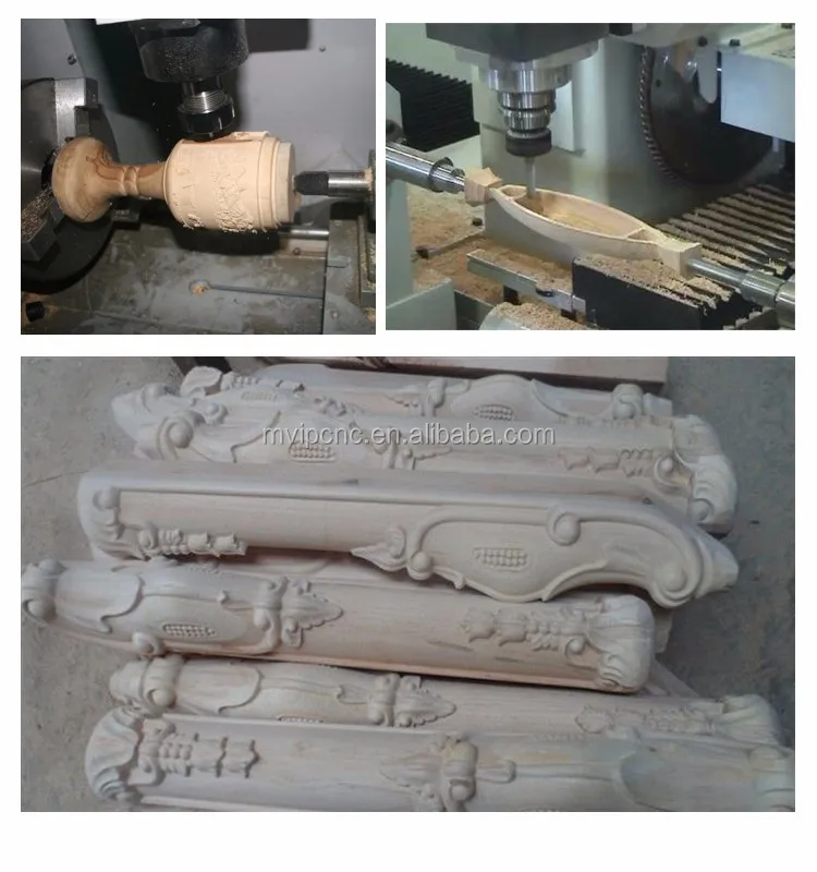 6KW Spindle 3D Automatic CNC Wood Carving Machine With Rotary axis Beside Table