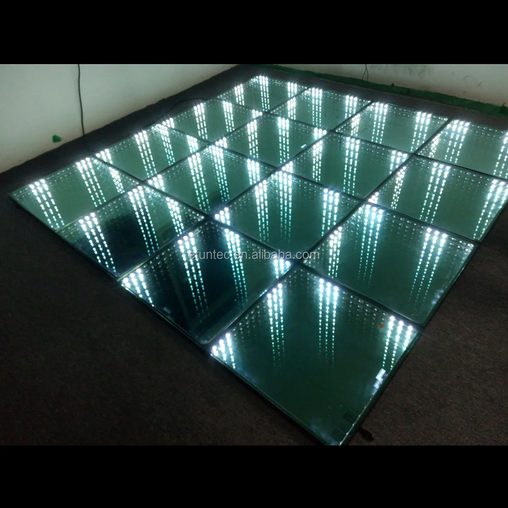 RGB color changing DMX interactive dance floor panels stage 3d infinity led mirror dance floor