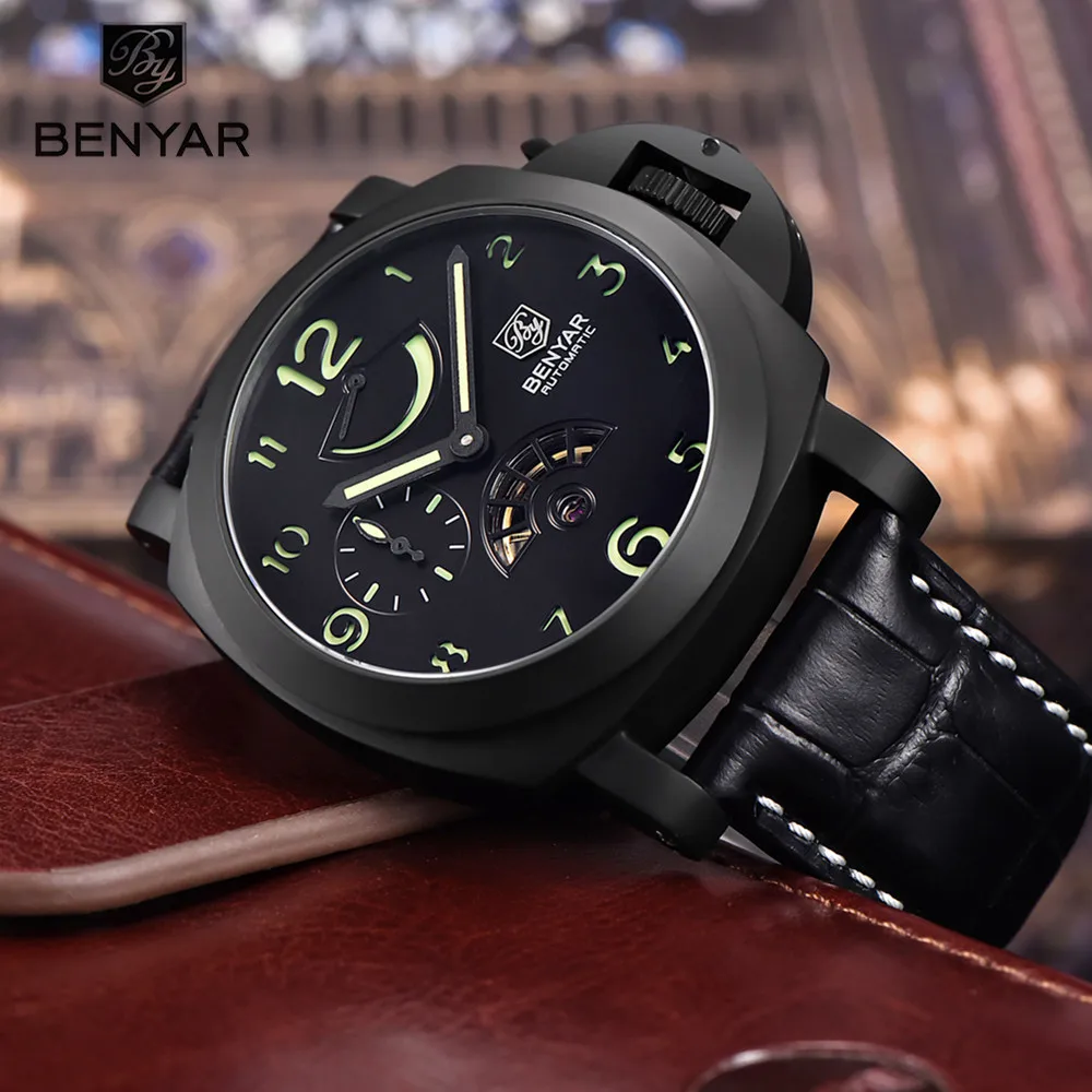 Benyar mens watch stainless steel perfect and chain Japan japanese movement automatic wrist watches for man