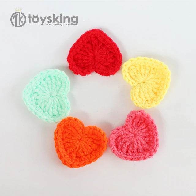 100% Handmade Custom Crochet Knitted Accessory Heart Shape for Decoration Clothes