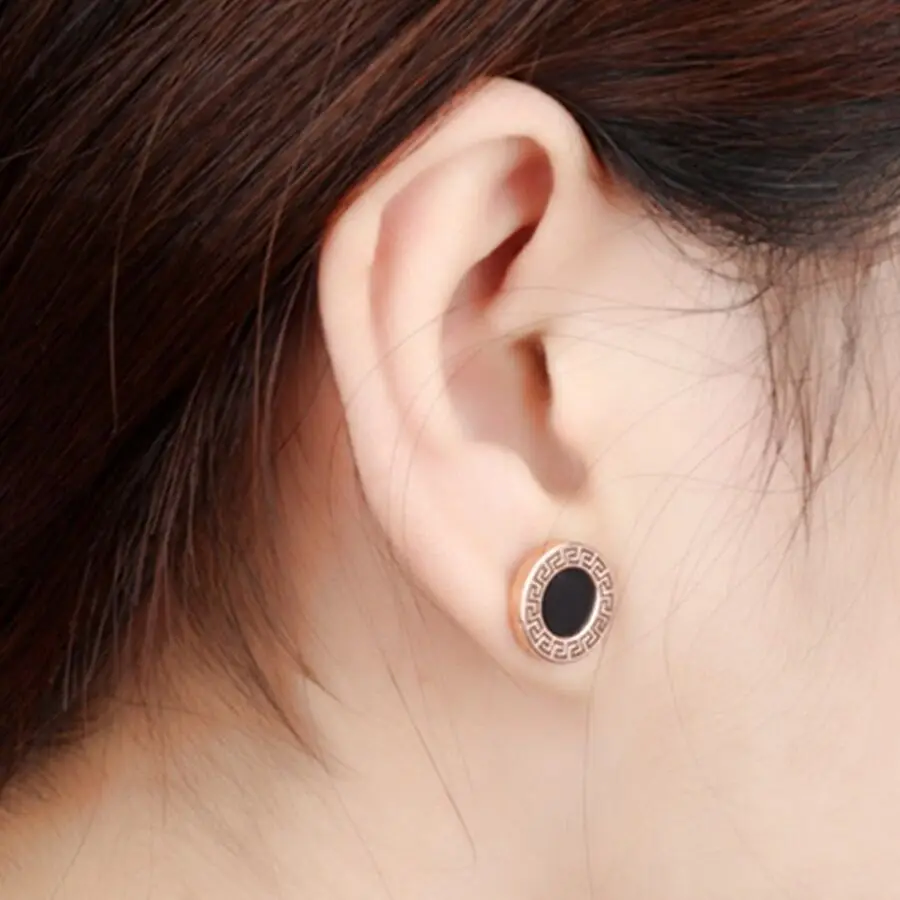 Pair Fake Ear plug Round Stretcher Earring Disc Ring Tunnel Ear Piercing