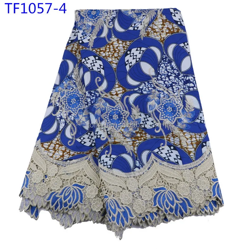 Big sale ankara wax fabric with stone embroidery cord lace fabric for making dress