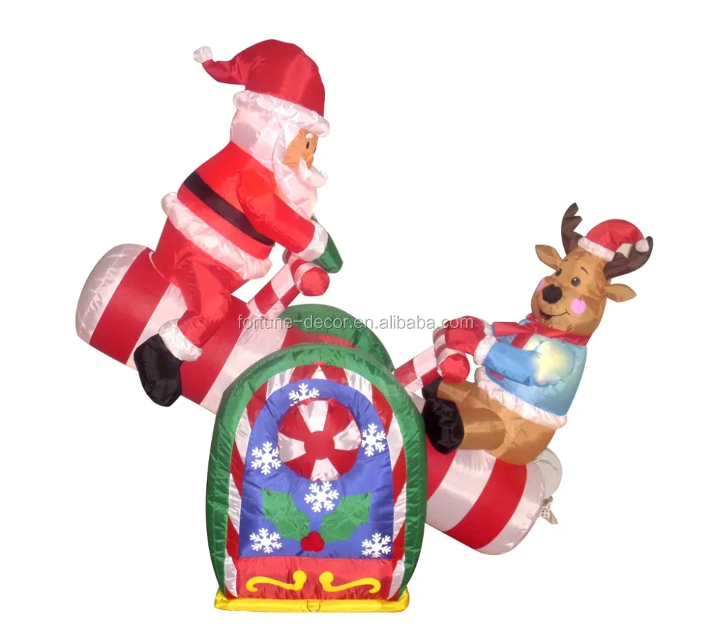 
120cm/4ft inflatable santa claus and reindeer sitting on the Seesaw 
