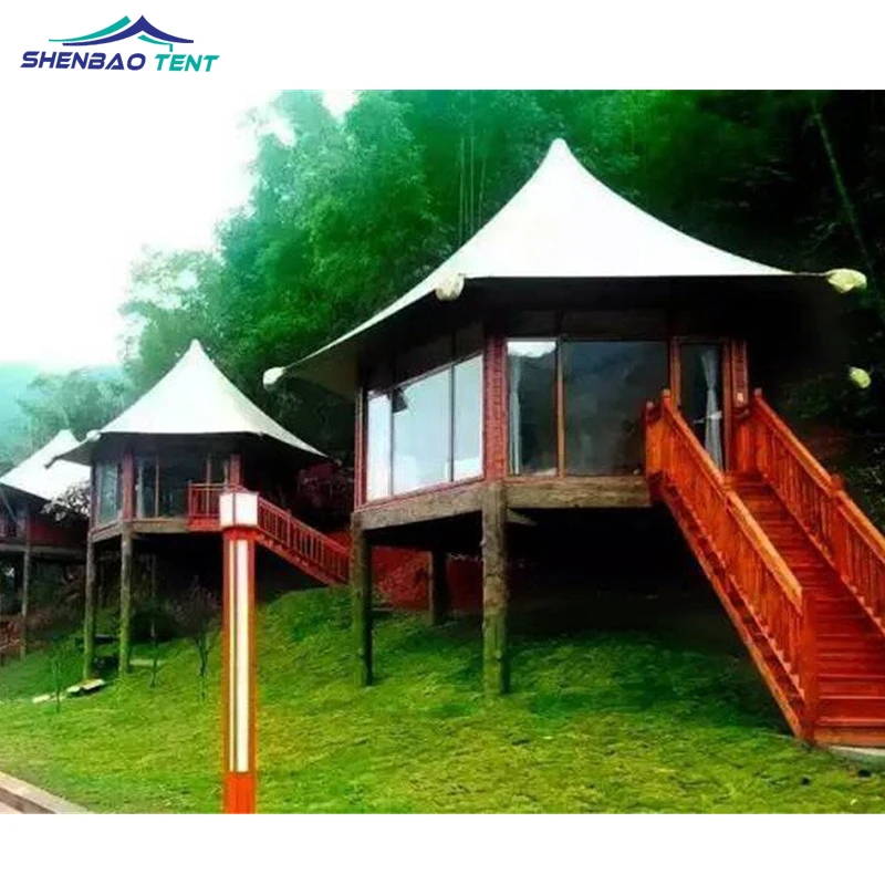 Luxury Tent Hotel With PVDF Membrane Structure For Eco Glamping Resort