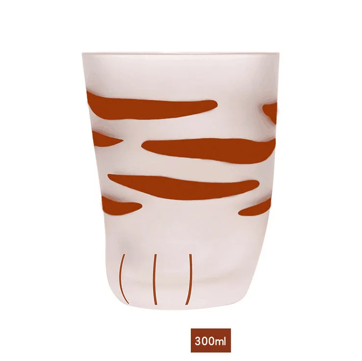 Hot Selling Model Clear Transparent Double Wall Milk Cat Paw Claw Cat Foot Measuring Glass Coffee Cup Glass Mug