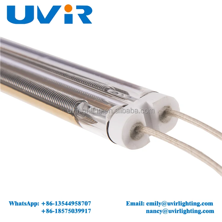 Quartz Tube Halogen Solar Powered Heat Lamp 2KW Medium Wave Twin Tube IR Emitter Gold/white