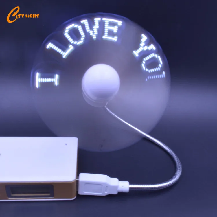 Best Selling LED Programmable Message Mini Flashing usb flashing light fan With CD