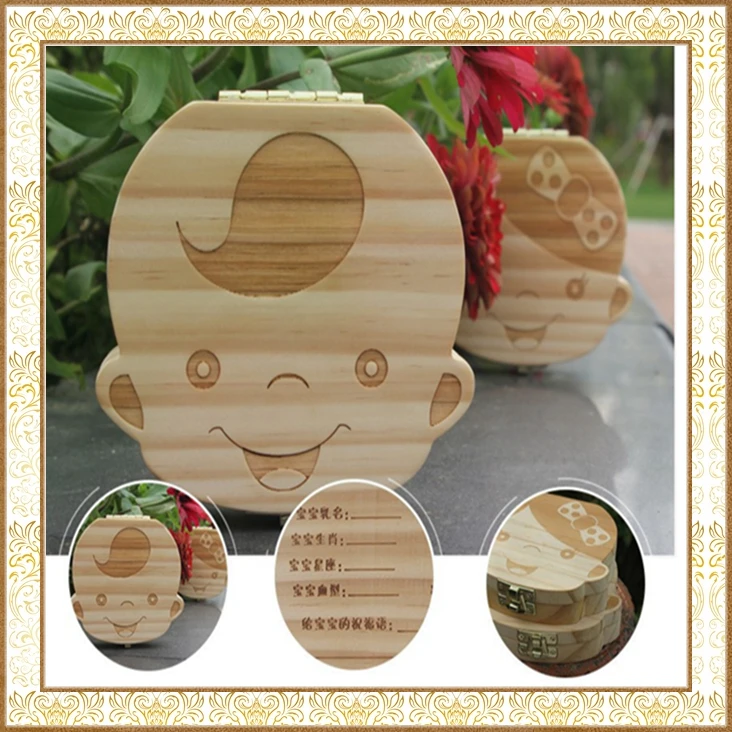 Gifts Memory Box Children Toy Organizer Storage Baby Milk Teeth Box Wood Tooth Box