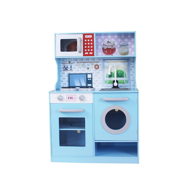 2021 New Big Size doule sides wooden kitchen  Kids Educational Toys Wooden Kitchen For Kids