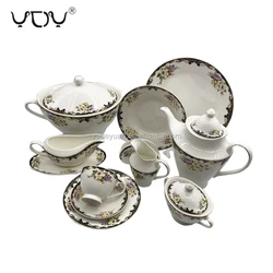 wholesale custom design fine porcelain dinnerware 61pcs royal elegant new bone china dinner set luxury for 8 person