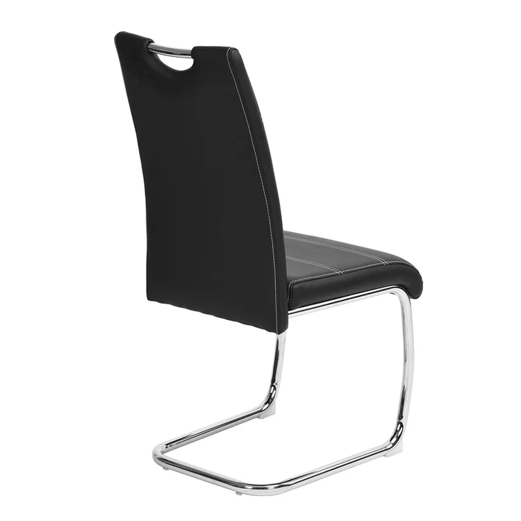 Leather Z Shape Dining Chair Dining Chair Chrome Black Design Metal Simple Home Furniture Modern Chairs for Dining Room