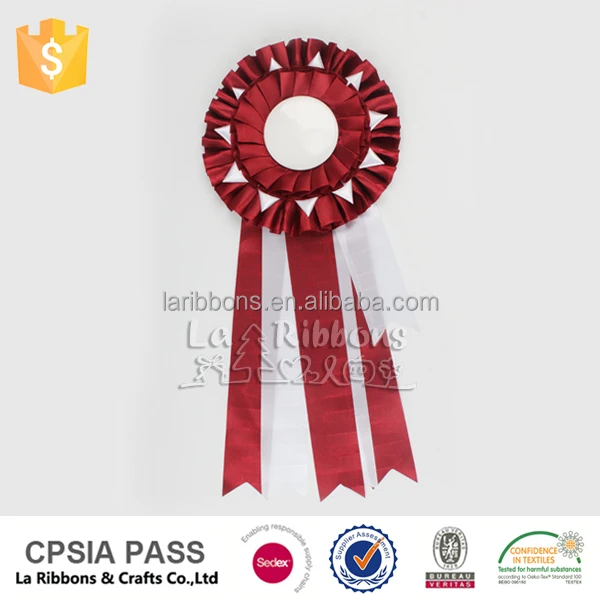 Horse meeting place ribbon made rosette award ribbon with tinplate buttons