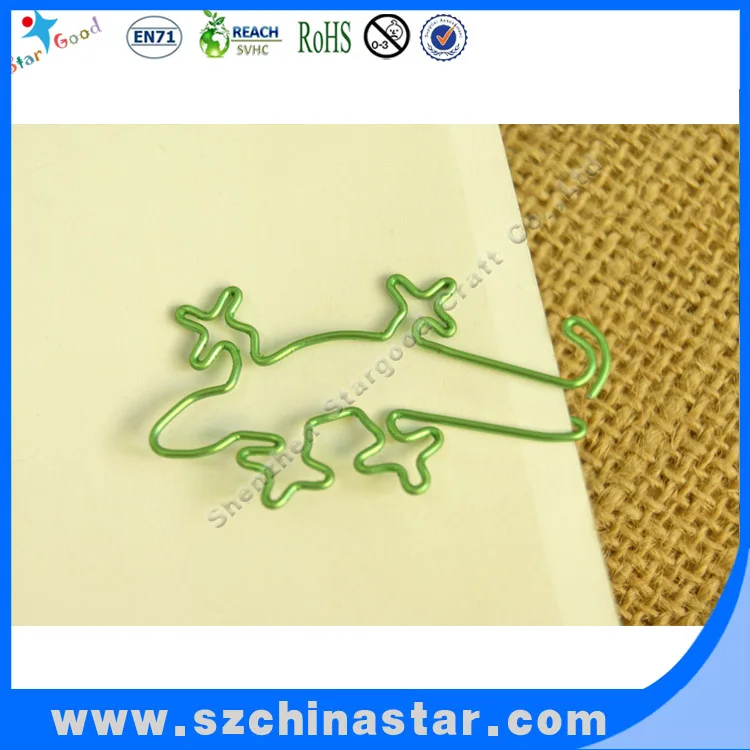 Creative Green Gecko shaped paper clip metal Bookmark