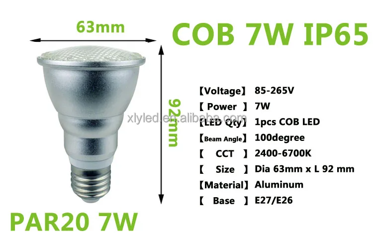 3 Years Warranty Dimmable Lamp IP65 Par20 Par30 Par38 Led Garden Lighting COB Outdoor Led Spotlight 7W 12W 15W With CE RoHS