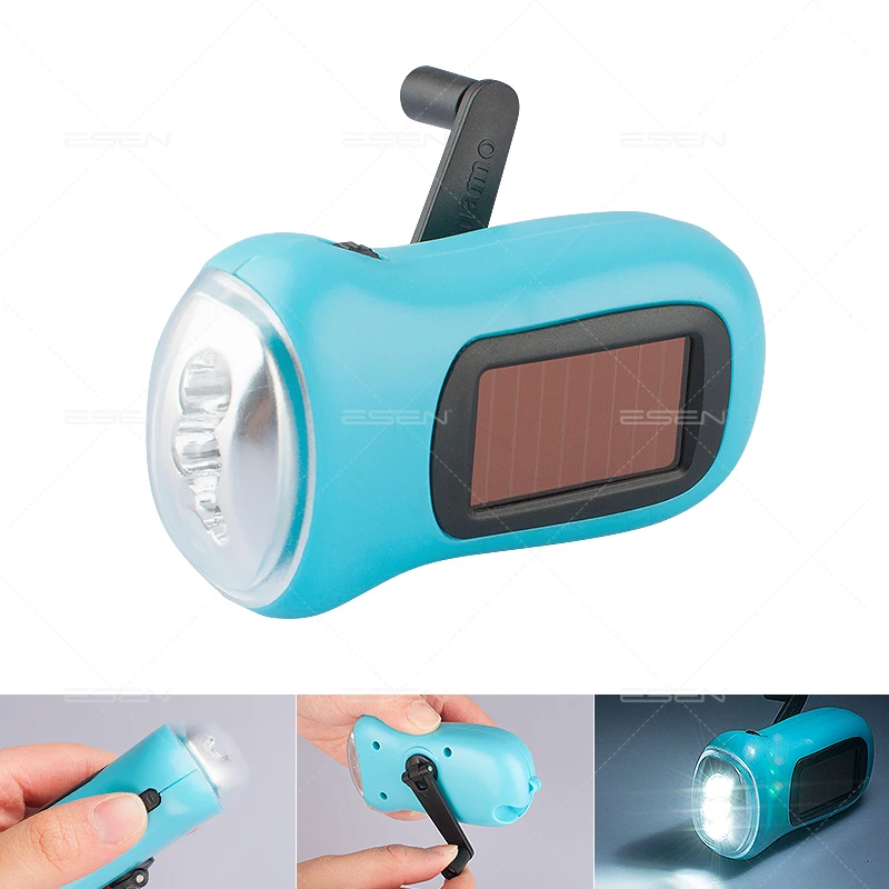 Solar Powered Hand Crank Dynamo Flashlight