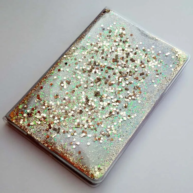 notebook PVC cover with liquid and sequin inside