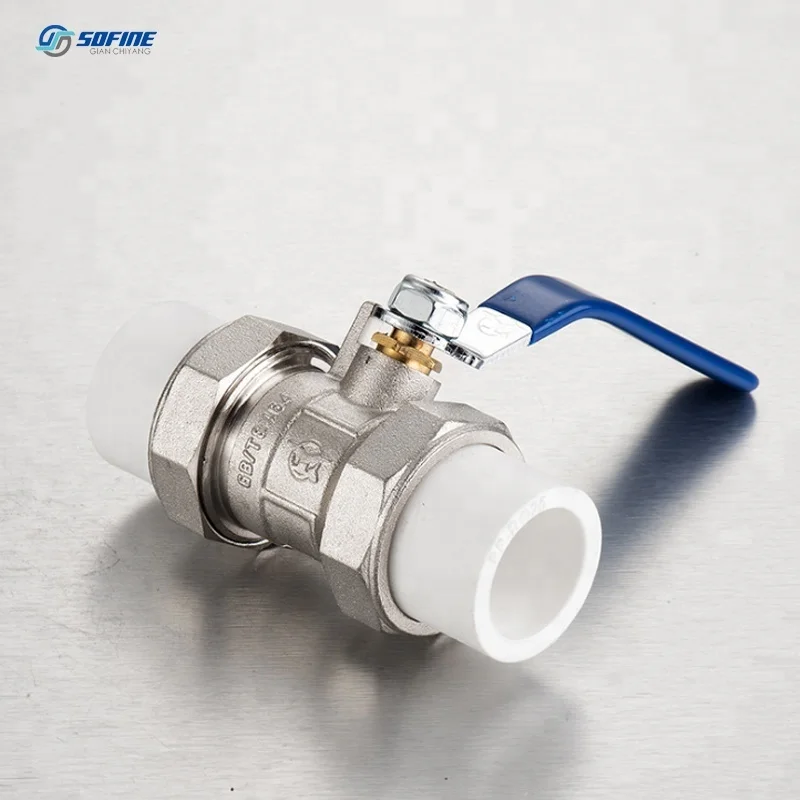 
Brass Body With Handle Nickel Plating PPR Double Plastic Ball Valve 
