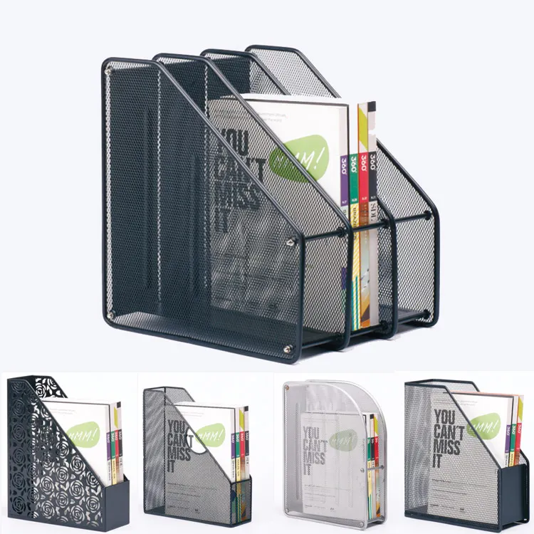 Factory price 4-tier metal mesh wire magazine holder