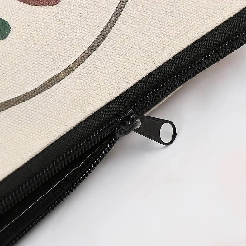 Custom promotional cheap logo printing custom zipper cotton canvas stationary pencil bag