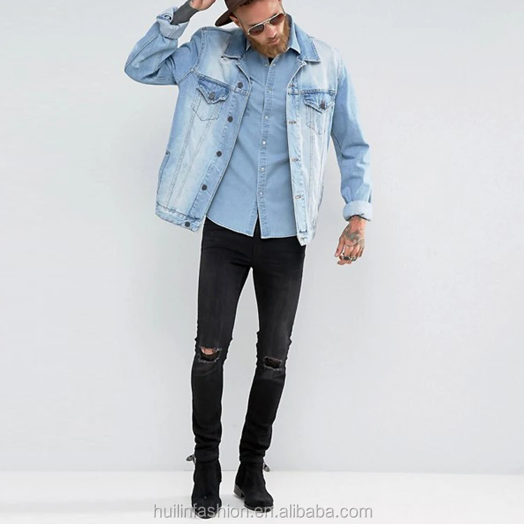 mens fashion shirts made in turkey point collar short sleeve denim shirt in light blue