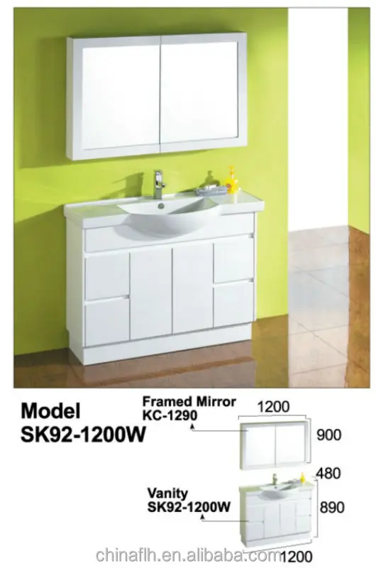 HPL Furniture Simple Asian Style White Color Cheap Single Bathroom Vanity