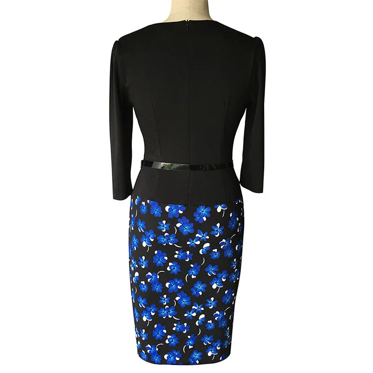 Womens One Piece Long Sleeve Black Professional Dress