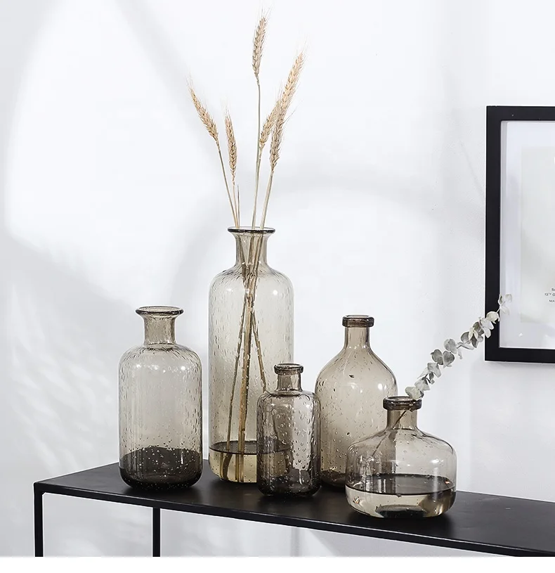 
2019 HOT SALE hand blown Nordic Scandinavian style transparent crystal glass vase beautiful glass vase 