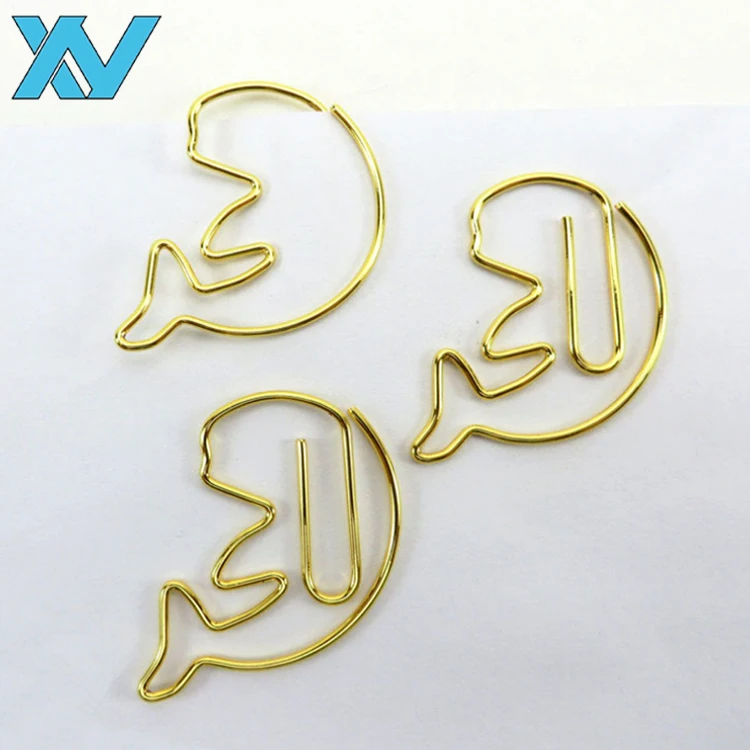 Unique OEM dog shaped dachshund design golden color metal wire paper clips