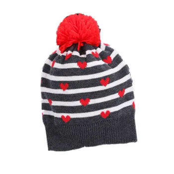 KR137 Pretty loving heart jacquard warm kid knitting hat (60754453329)