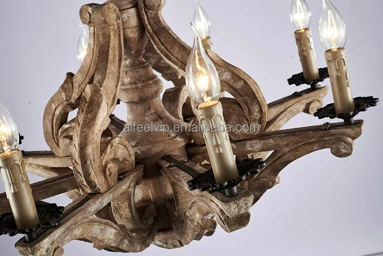 
High quality big vintage wooden hanging chandelier lighting for restaurant 