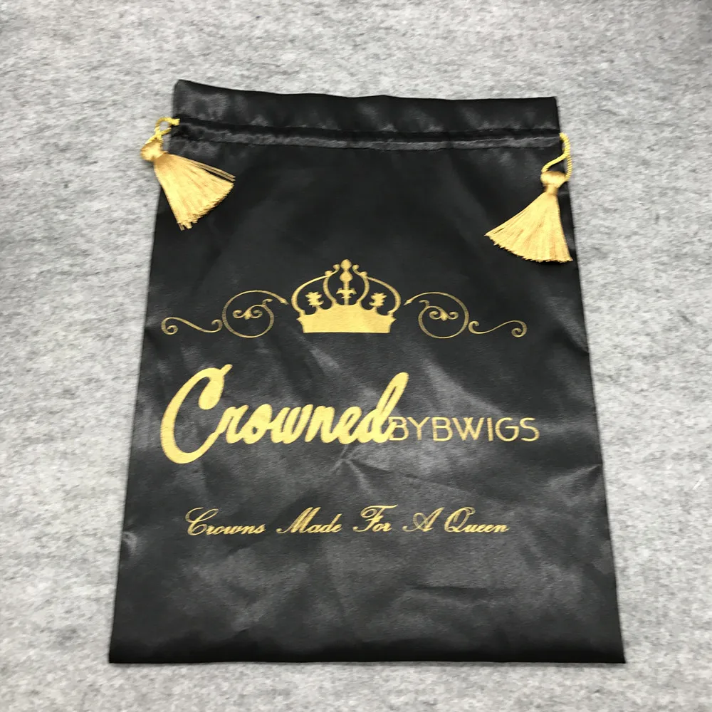 Wholesale Black 3 Bundles Wig Satin Hair Packaging Bags