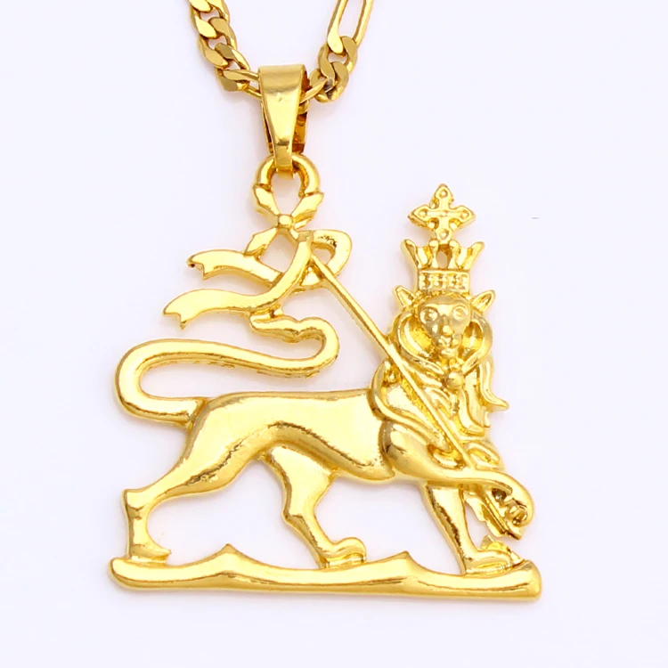 JH Gold Color Alloy Lion Trendy Pendant Ethiopian Jewelry For Men And Women