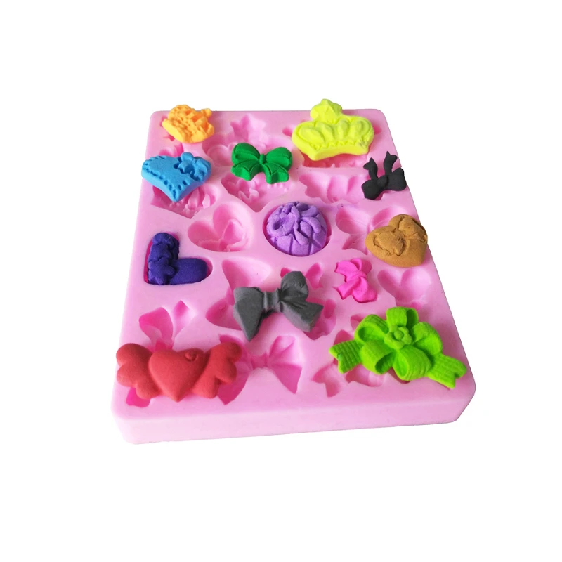 Hot Sale Crown Heart Bowknot DIY 3D Fondant Liquid Silicone Mold Cake Baking Sugar Baking Decoration Silicone Tools