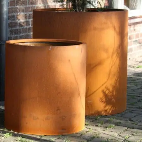 Modern Life Style Yard Decor Rust Corten Planter