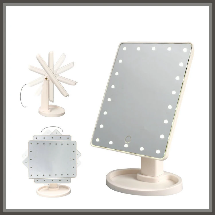 2019 Private Label Led Lighted Travel Makeup Mirror Desktop Make Up Mirror With Lights