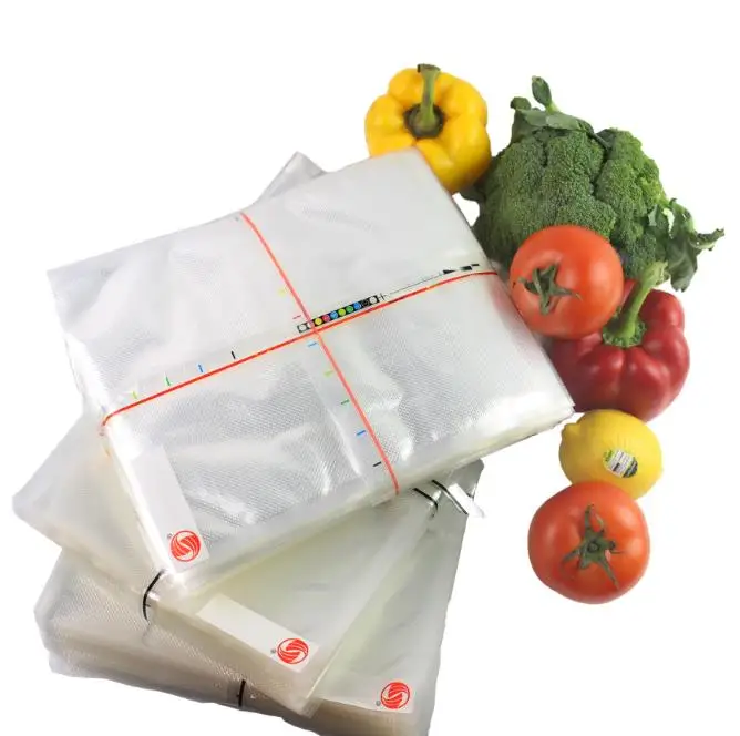 
Custom textured and embossed food saver vacuum sealer bags transparent vacuum bag for vegetables and fruits and meats 